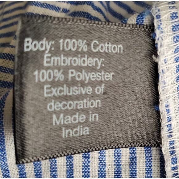 Lane Bryant Women's Size 18 Blue/White Striped Sleeveless Shirt Pre-Owned - Picture 4 of 5